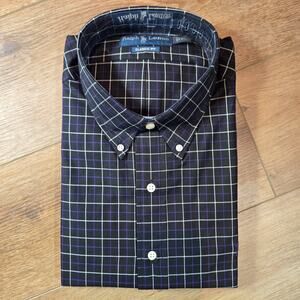 Ralph Lauren Shirt Mens XL Classic Fit Black Purple Windowpane Plaid Long Sleeve